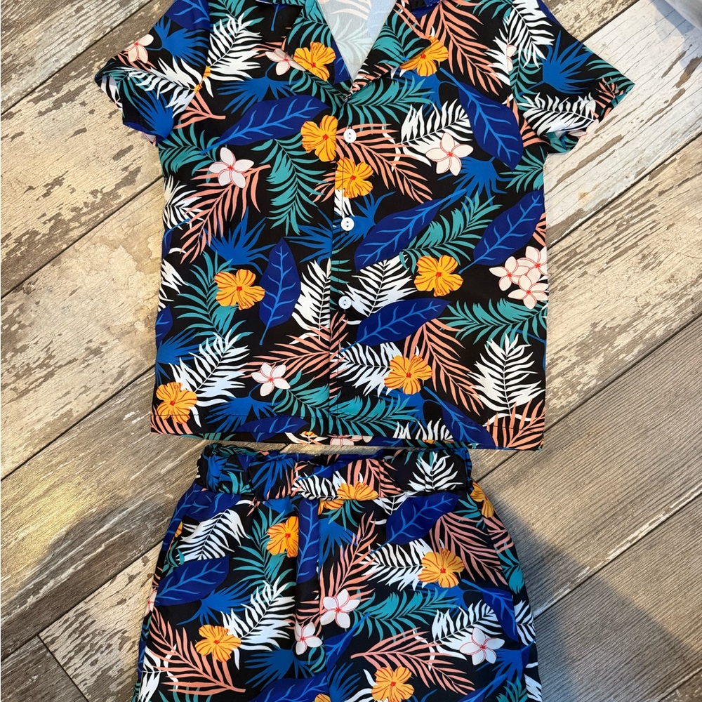 Tropical Floral Shirt and Shorts Set